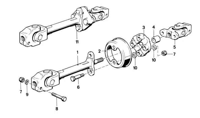 Cruceta de la columna de dirección OEM 32311154414 para BMW E30 (316, 316i) todos los modelos compatibles. Original BMW.