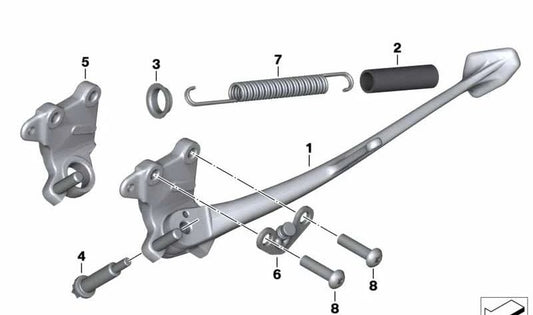 Soporte lateral OEM 46537684639 para BMW Motorrad K 1200 S, K 1300 S, K 1200 R, K 1300 R. Original BMW Motorrad.