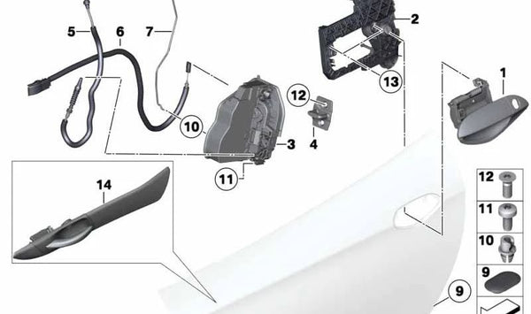 Tirador interior de puerta aluminio cepillado izquierdo OEM 51419167023 para BMW E89. Original BMW.