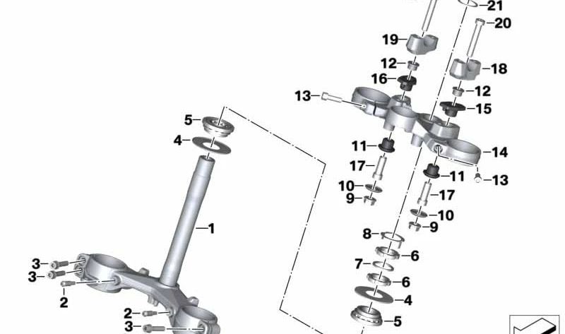 Silentblock derecho suspensión delantera OEM 31428562404 para BMW Motorrad R 1200 GS (K25), R 1200 GS Adventure (K25), R 1200 R (K27), R 1200 ST (K28). Original BMW Motorrad.