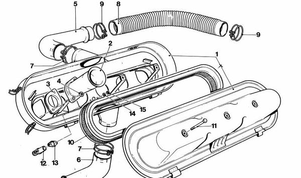 Tubo de admisión OEM 13711304696 para BMW E3, E9, E12, E21, E23, E24, E28. Original BMW.