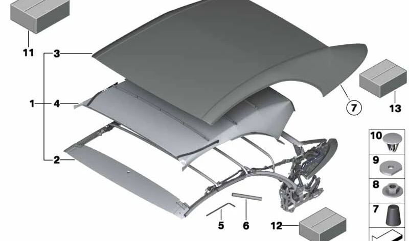 Juego de fijación de revestimiento para BMW F12, F12N (OEM 54347310382). Original BMW