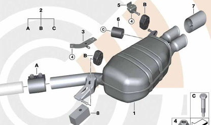 OEM Chrome Escape Embellis 18307823928 para BMW F07, F07N, F10, F10N, F11, F11N, F18, F18N. BMW original.