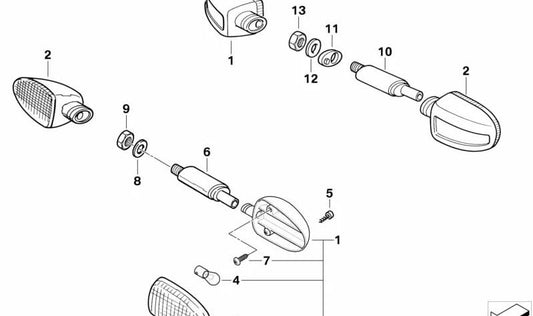 Luz intermitente delantera OEM 63132306918 para motos BMW R 850 C, R 1200 C, R 1200 CL y más. Original BMW Motorrad.