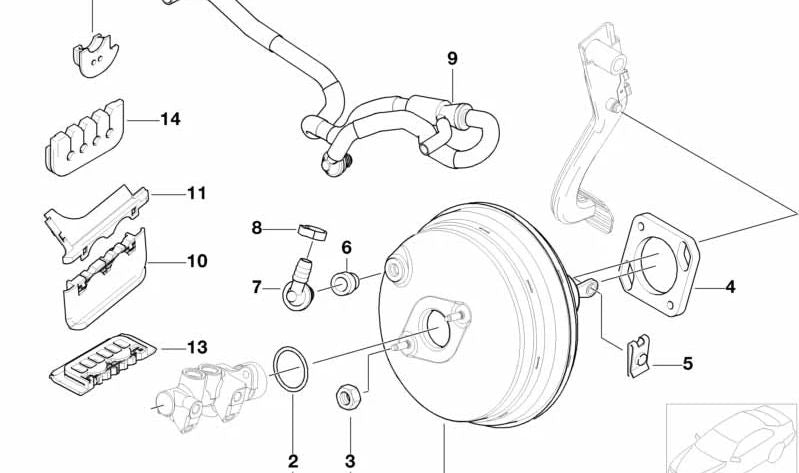 Servo de freno OEM 34332282193 para BMW E46 (316i, 318i, 320i, 323i, 325i, 328i, 330i, M3). Original BMW.