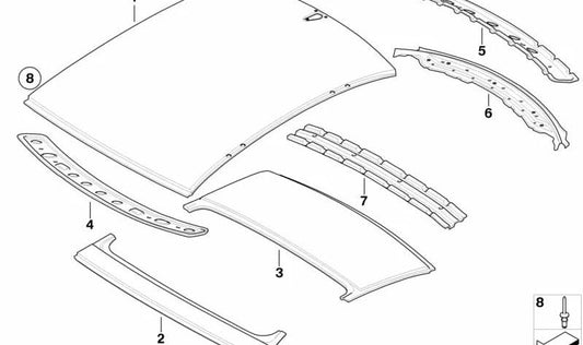 Couvercle de toit externe, partie avant pour BMW E63, E63N (OEM 41317120049). BMW d'origine.