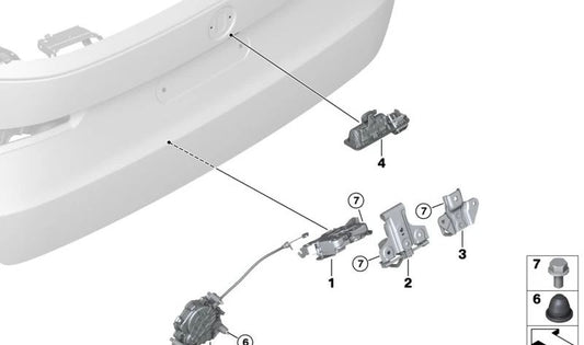 Fechamento da porta traseira para BMW 2 U06 Series, X1 U11, U12, Mini U25 (OEM 51248494137). BMW original