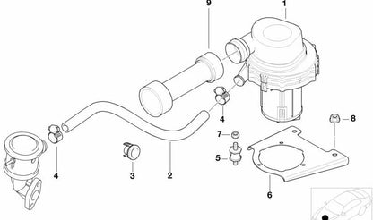 Bomba de aire secundaria OEM 11721432907 para BMW E36 y Z3. Original BMW.