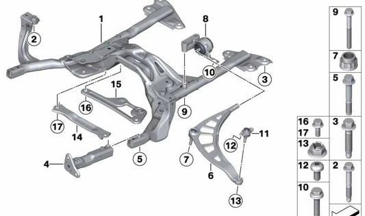 Soporte de apoyo del parachoques derecho OEM 31106772232 para MINI R55, R56, R57, R60, R61... y más. Original MINI.