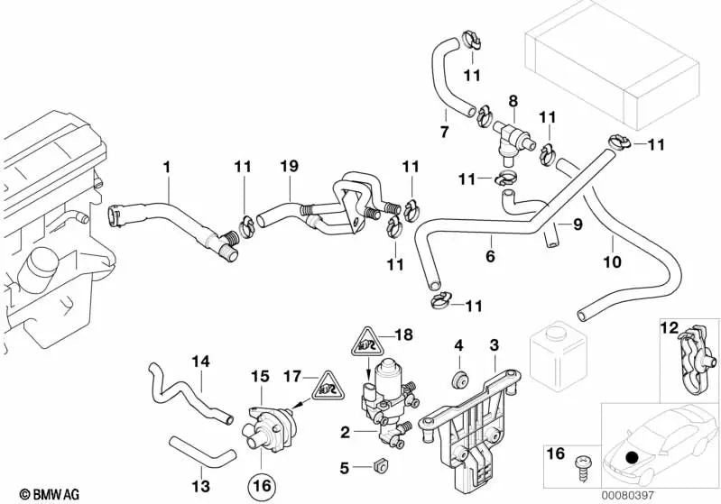 Cutting screw for BMW 5 Series E39, 7 Series E38 (OEM 17111728723). Original BMW.