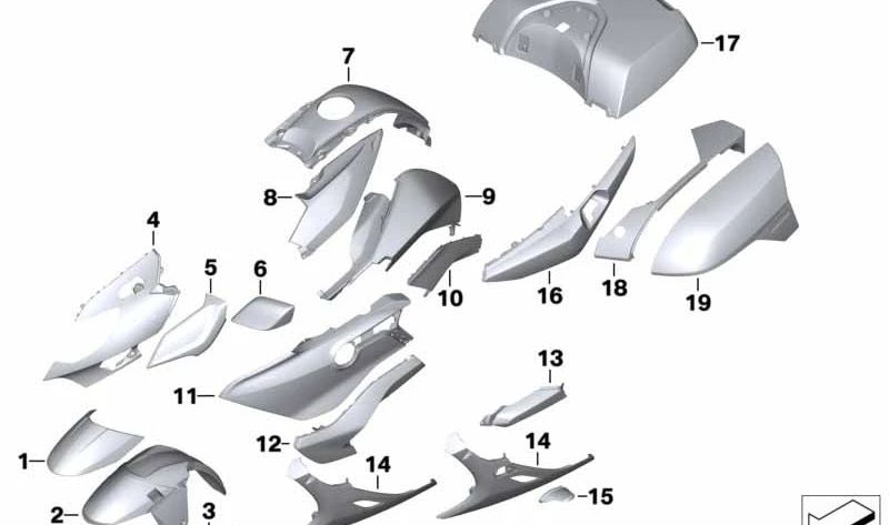 Direitos de defletores cor OEM de tempestade cintilante 46638393114 para BMW K1600 GT, K1600 GTL (K48) MOTORCYCLES. BMW Motorrad original.