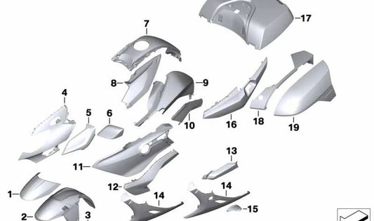 Finitura serbatoio destro BLUE-PLANET OEM 46638393162 per BMW Motorrad K1600 GTL (K48) 2017-2021. BMW Motorrad originale.