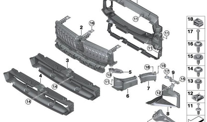 Conduit d'air avec Contrôle de la porte inférieure 51745A22C64 pour la série BMW 2 G42 et 3 G20 Série, G20N, G21, G21N, G28. BMW d'origine.