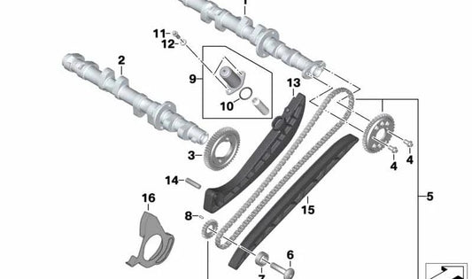 Riel tensor (guia) de corrente de distribuição OEM 11317699888 para motos BMW K1200S, K1300S, K1200R, K1300R, K1200GT, K1300GT. Original BMW Motorrad.