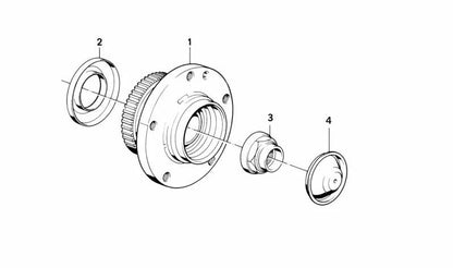 Moyú de rueda con rodamiento delantero OEM 31222229501 para BMW E46, E85, E86. Original BMW.
