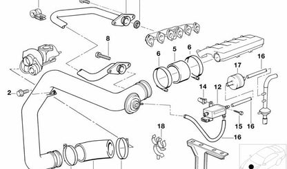 Tuyau OEM 11612244425 pour BMW E36 325TD et E34 525TD. Compatible avec les moteurs diesel M51. BMW d'origine.