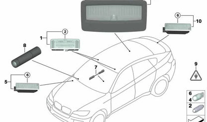 Luces de espejo para BMW Serie 3 E90, E91, E92, X1 E84, X3 F25, X4 F26, X6 E71 (OEM 63316962014). Original BMW