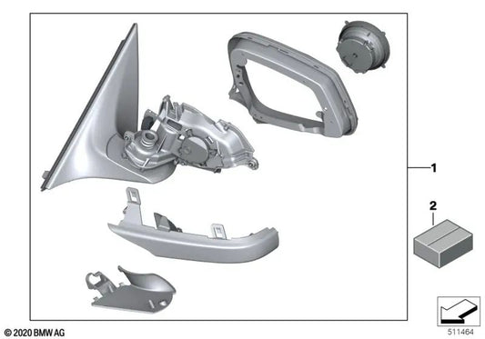 Exterior mirror without heated glass left for BMW F01, F02, F04 (OEM 51167282169). Original BMW