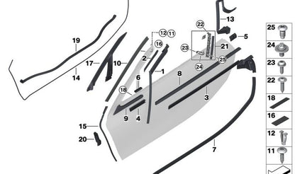 Junta embellecedor lateral izquierdo OEM 51337312987 para BMW i8 I12, I15 (todos los modelos compatibles). Original BMW.