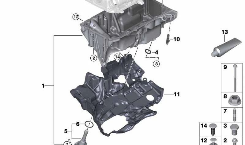 Cubierta acústica de cárter de aceite OEM 11148580089 para BMW G30, G30N, G31, G31N, G38N, G32, G32N, G18. Original BMW.