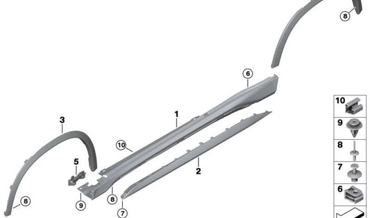 Embellecedor paso de rueda trasero izquierdo imprimado OEM 51175A4FFF1 para BMW X1 U11 y U12. Original BMW.
