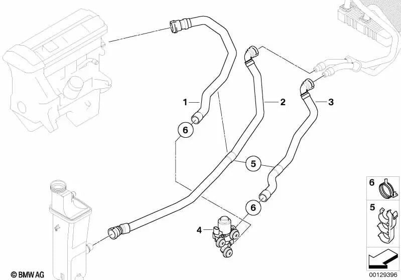 Engine bypass pipe - Water valve for BMW E83 (OEM 64213400415). Original BMW