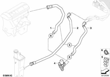 Engine bypass pipe - Water valve for BMW E83 (OEM 64213400415). Original BMW