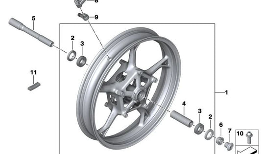 Roda de fundição frontal 3.0x19 OEM 36315A65AA5 para Moto BMW R 1300 Gs (K61). BMW Motorrad original.
