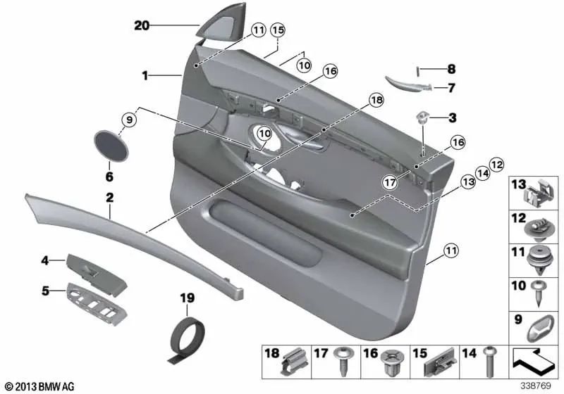 Gear Shift Center Cover for BMW F07, F07N (OEM 51417232537). Original BMW.