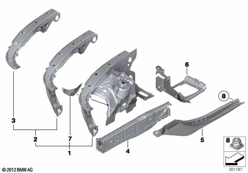 Rueda/Eingangseingangseingangsverbindung für BMW 5 F07 -Serie, F10, F11, F18, Serie 6 F06, F12, F13, Serie 7 F01, F02, F04 (OEM 41107204057). Original BMW.