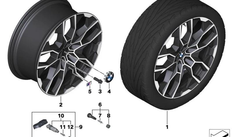 Llantas de aleación 22" gris midnight OEM 36116895936 para BMW X7 G07 {xDrive40d, xDrive40i, xDriveM60i} (2022-2027). Original BMW.