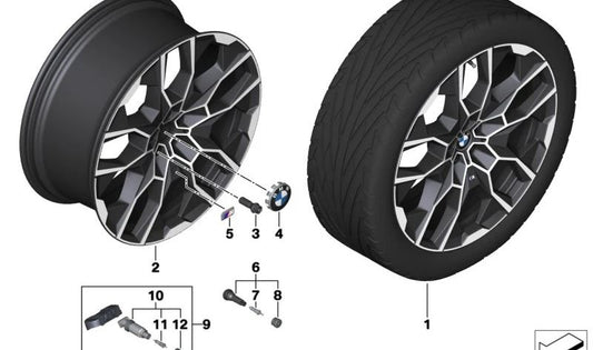 Llantas de aleación 22" gris midnight OEM 36116895936 para BMW X7 G07 {xDrive40d, xDrive40i, xDriveM60i} (2022-2027). Original BMW.