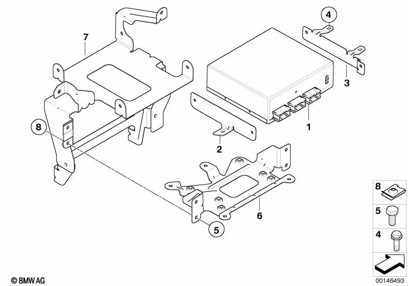 Suporte para o módulo de vídeo esquerdo para BMW 5 E60 Series, E61, 6 E63, E64 (OEM 65136925105). BMW original.