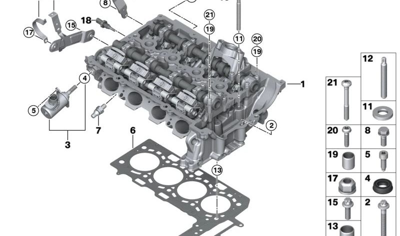Tornillo de culata OEM 11128644675 para BMW F20, F21, F22, F23, F30, F31, F34, G20, F32, F33, F36, G30, G31, G32, G11, G12, G01, F97, G02, F98, I12, I15. Original BMW.
