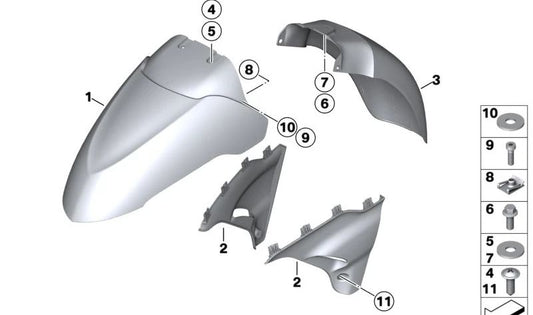 Cubierta de rueda delantera superior derecha OEM 46617685414 para BMW K 1200 LT (2004-2009). Original BMW Motorrad.