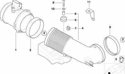 Fuelle de admisión OEM 13717523727 para BMW E53 X5. Pieza original BMW.