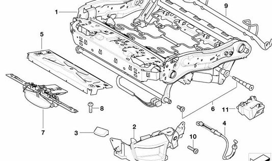 LEFT MANUAL SEAT STRUCTURE 52109155007 FOR BMW E60, E61. Original BMW.