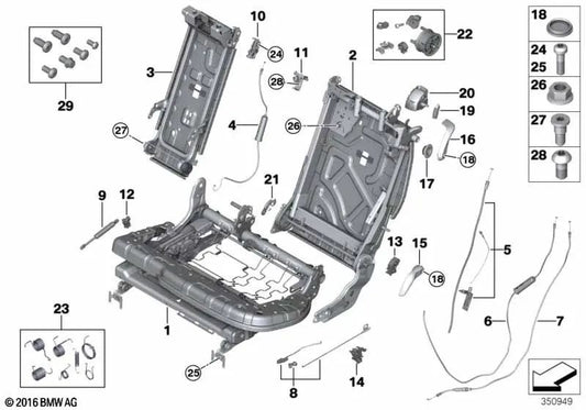 Frame di backup Sedile di comfort sinistro per BMW X5 F15 (OEM 52307432049). BMW originale