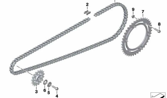 Piñón de cadena OEM 33828560446 para motos BMW G 310 GS (K02), G 310 R (K03). Original BMW Motorrad.