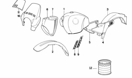 Links dekorativer Klebstoff OEM 51142322218 in Gelb 800 für BMW E90, E91, E92, E93. Original BMW -Stücke.
