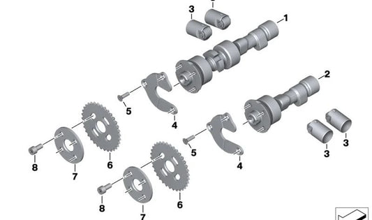 Árbol de levas derecho OEM 11318409692 para BMW Motorrad R 18, R 18 Classic, R 18 Roctane, R 18 B y R 18 Transcontinental. Compatible con modelos desde 2020 hasta 2031. Original BMW Motorrad.