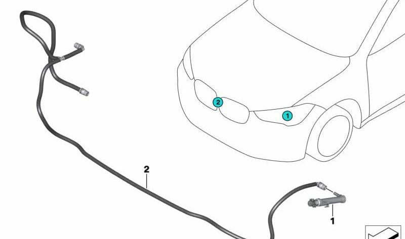 BMW X2 F39 Tubo do sistema de lavagem de caça (OEM 61667429690). BMW original