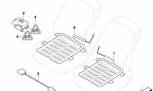 Alfombrilla sensor de ocupación asiento pasajero OEM 65776982976 para BMW E63, E63N, E64, E64N. Original BMW.