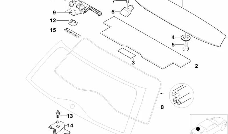 Bisagra derecha portón trasero OEM 51248254016 para BMW E46. Original BMW.