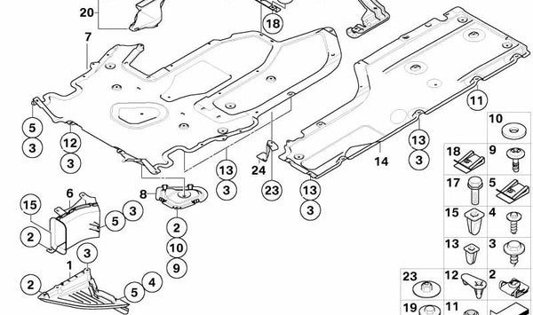 Soporte cubre bajos central OEM 51757898305 para BMW E63, E64. Original BMW.