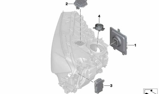 Módulo LED luz diurna derecha OEM 63119498408 para BMW G11, G12 (Serie 7). Original BMW.