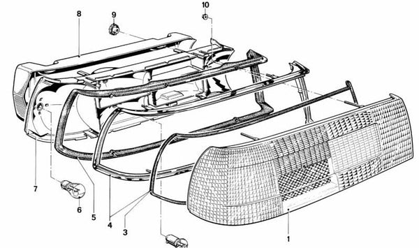 Piloto trasero izquierdo (Luz trasera) OEM 63211364543 para BMW E23. Original BMW.