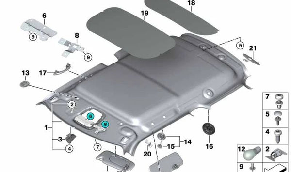 Parasoles interior (izquierdo) gris satélite OEM 51167366949 para MINI F55, F56, F65, F66. Compatible con versiones Cooper, Cooper D y Cooper S. Original MINI.