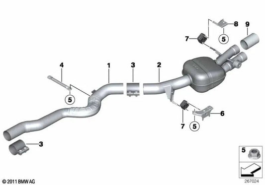 Rear right silencer with exhaust valve for BMW F06, F12, F13, F01N ,F02N (OEM 18307845473). Original BMW