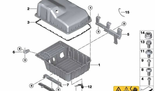 Soporte delantero de batería OEM 61277645625 para BMW F45, F48, F39 y MINI F60 (modelos híbridos 225xe, xDrive25e, Cooper S E). Original BMW y MINI.